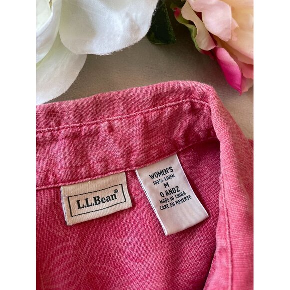 L.L. Bean Womens 100% Linen Shirt Sz 2X  Vintage Grandmacore Cottagecore Pink - Picture 6 of 9